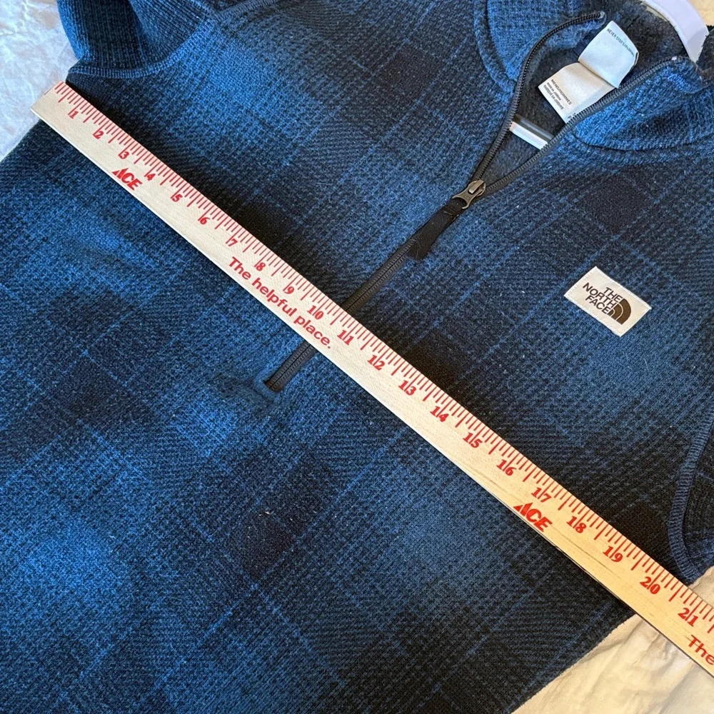 The North Face Men's Black‎ and Blue Plaid Zip-Up Sweater